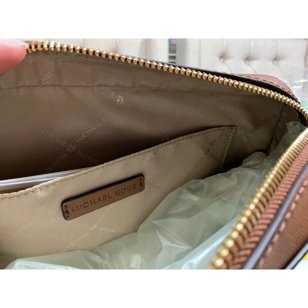 Michael Kors Saffiano Leather Crossbody Bag Pink Gold Hardware